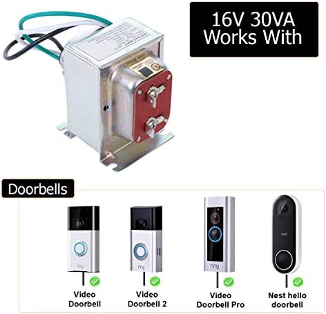 Издржливост Pro 16V 30VA Transformer на вратата на вратата, компатибилен со Ring Video Voorbell Pro Hardwired Door Chime, гнездо