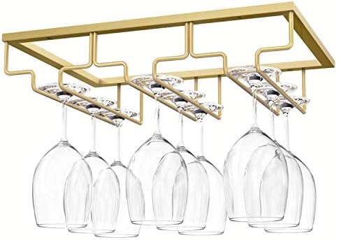 Hodzumrac вина стаклена решетка под решетката за матичникот на кабинетот, организаторот на држачот за вино за стакло за кујнски барови за