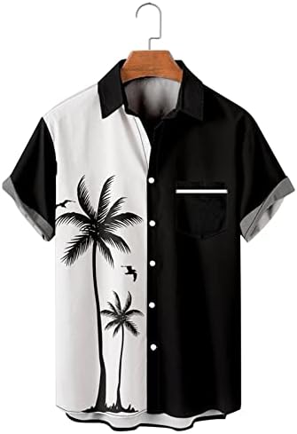Менс куглање кошула рокабили стил ретро кошули на плажа 3xl гроздобер 1950 -ти 4xl краток ракав алоха кошула мажи
