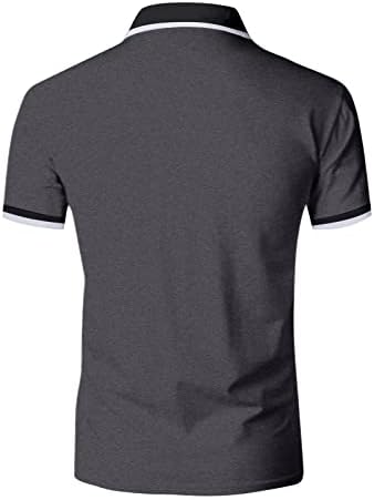 Менс Поло кошула со 1/4 копче Lapel Slim Fit Short Shoft Golf Boarts за мажи модни крпеници маички врвови