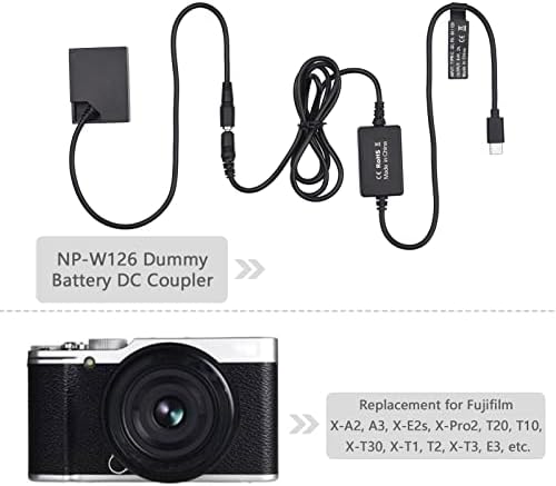 Xixian PD USB Type-C кабел до NP-W126 Dummy Battery DC Coupler замена за Fujifilm X-A2 A3 X-E2S X-PRO2 T20 T10 X-T30 X-T1 T2 X-T3 E3 E3