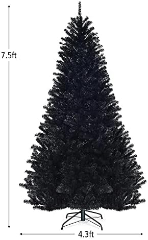 N/A 7,5ft Hinged вештачко новогодишно дрво за Ноќта на вештерките целото дрво w/метал штанд црно
