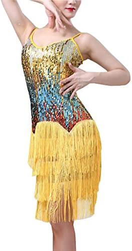 Sequin tassels Латински танц фустан за женски флапер фустан од 1920 -тите години раб Гетсби коктел вечерни фустани, салата за танцување