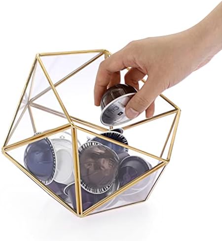Држач за кафе -злато стакло од злато стакло, 15 -тина геометриска кутија за кафе, организатор на кафе за к -еспресо, чајни торби шеќер