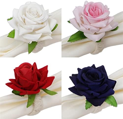 Tbiiexfl 6pcs вештачки розово цвеќе од салфетка прстенка за прстени за прстени за прстени за домашни ресторани за свадбени маса за