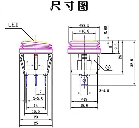ZLAST 1PCS KCD1 Тркалезен квадрат водоотпорен светлосен прекинувач за вклучување на ламбата за прекинувач за прекинувач за напојување со 3pin