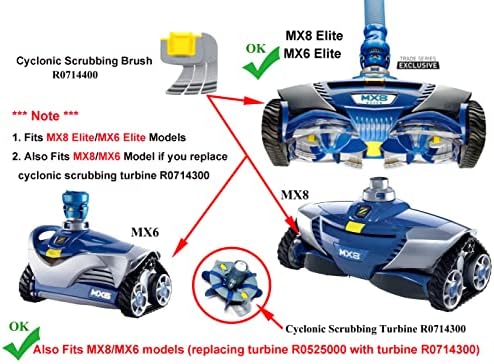 Atie MX8 Elite, MX6 Elite и Maxx Cleass Clement Cyclonic Chrubbing четка R0714400 Замена за Zodiac Polaris MX8 Elite, MX6 Elite