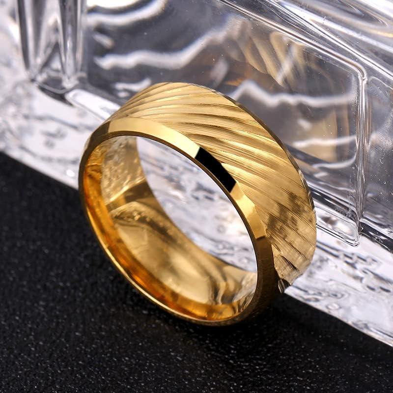 Колезо 8мм златна боја прстен во вода бран за маж и жени-74914