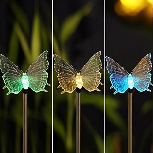 Избор на свеќи Промена на боја на соларна градина светло со живописна фигурина-пеперутка, предводена светлина на градина, светло на