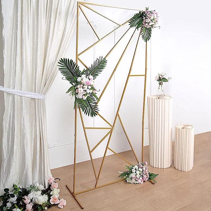 Балсацирл 7 стапки златен метал правоаголник геометриски позадини стојат свадбени лак украси за забава