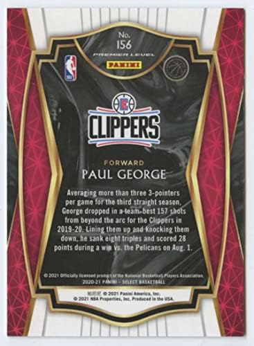 2020-21 Панини Изберете сина 156 Пол Georgeорџ Премиер Ниво Лос Анџелес Клиперс НБА кошаркарска трговска картичка