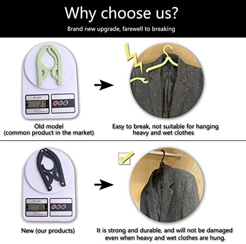 12 ПЦС црни закачалки за патувања - преносни облеки за преклопување закачалки за патници за преклопување на облеката за сушење
