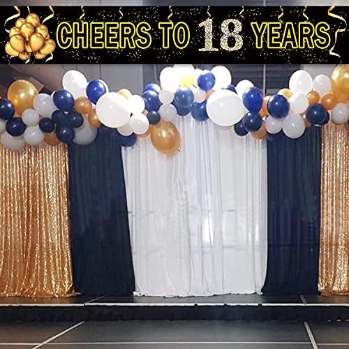 Голем Поздрав до 18 Години Банер, Црно Злато 18-Годишнината Партија Знак, 18-ти Роденден/Годишнината Партија Украси Материјали