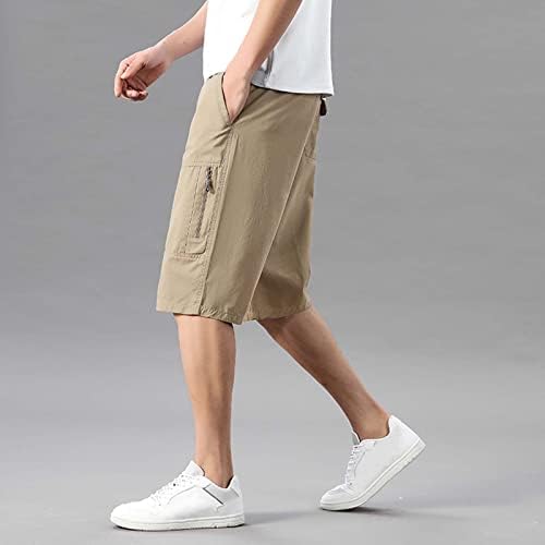 Moungc Lounge Shorts за мажи Машка мода обична цврста боја мулти џеб патент тока надворешни шорцеви валидни шорцеви