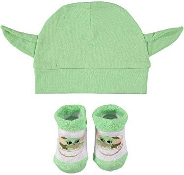 Војна на Starвездите Бебе момчиња Мандалориско капаче и сет на бута - Подарок за бебиња Јода Подарок за бебиња со капа и чорапи