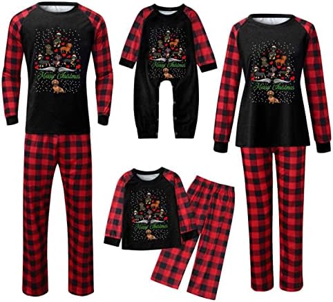 XBKPLO Дете Божиќни пижами за спиење, пижами за семејни празници за двојка родител-дете ПЈС облека за Крис