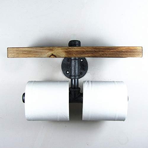 држач за салфетка ретро индустриска двојна хартиена крпа железна цевка за бања за бања, тоалетна хартиена хартија, решетката