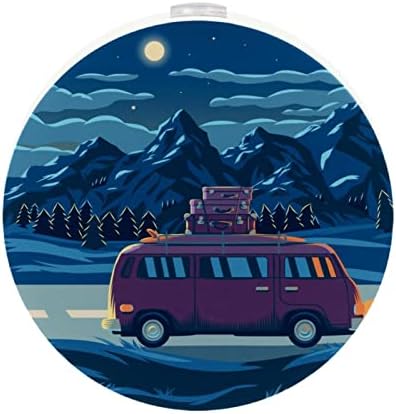LED ноќно светло со планински пејзаж автобус ноќно светло приклучок со wallид со самрак до-до-до-пакет 2 пакет