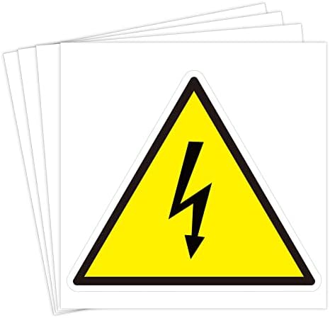 Dealzepic - Yellowолт триаголник Електричен шок Последователен знак за предупредување - налепница за кора од кора и стап винил - 4 см