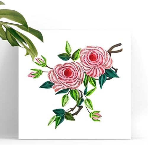 Tumybee Rose of Love Card, раѓање цветна картичка, Quilling Floral Card за в Valentубените, сочувство, размислување за вас, Quilled картичка за Божиќ, роденден, годишнина, пријателка мајка со п?