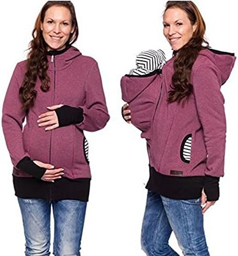 Облека за џемпери на џемпери во Hobekrk, памук памук патент кардиган со кардиган со аспиратор со отстранлива торба за бебиња