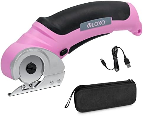 Безжичен секач за картон, секач за електрична ткаенина Vloxo со безбедносно заклучување розово и лопати за замена