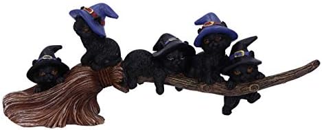 Немиси сега црни чисти вештерки познати мачки и фигура на метла, 27,5 см