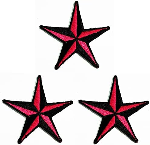 Кленплус 3 парчиња. Симпатична Црна Розова Ѕвезда Двобојна Лепенка Везена Значка Железо На Шие На Амблем За Јакни Фармерки Панталони