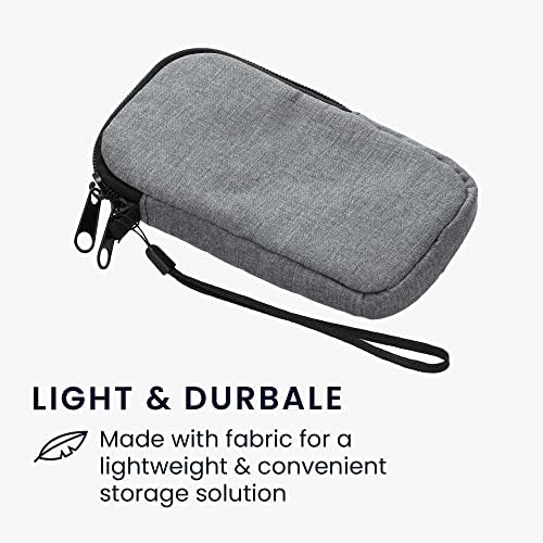KWMobile ткаенина Телефонска торбичка големина S - 4,5 - Универзален ракав торба за мобилен паметен телефон со патент, лента за зглоб - сива