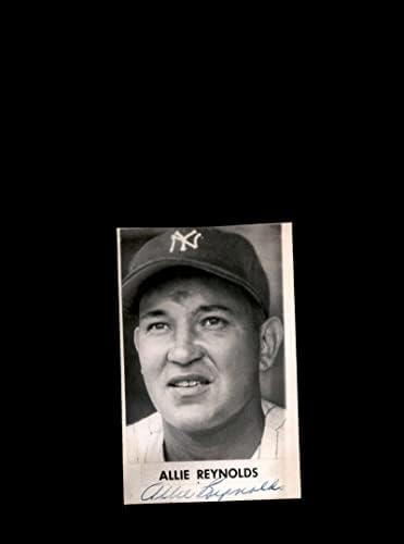 Allie Reynolds JSA COA потпиша гроздобер 3x4 1950 Оригинална фотографија во Yorkујорк Јанки - Автограмирана MLB фотографии