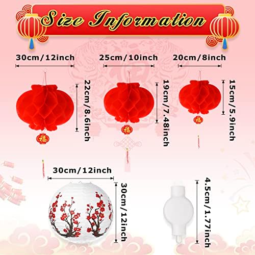30 Еез ПРЕДВОДЕНА Од Кинески Јапонски Фенери Декорацијата Вклучува 6 Еез 12 Инчни Цветови Од Цреша Хартиени Фенери 18 Еез Црвени Кинески