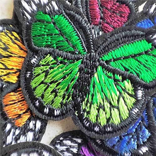 10 парчиња мало живописно повеќеболно железо од пеперутка на шиење на лепенка, извезена значка за амблем за лепенка за ранци, фармерки,