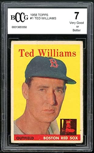 1958 Топпс 1 Тед Вилијамс картичка BGS BCCG 7 многу добро+