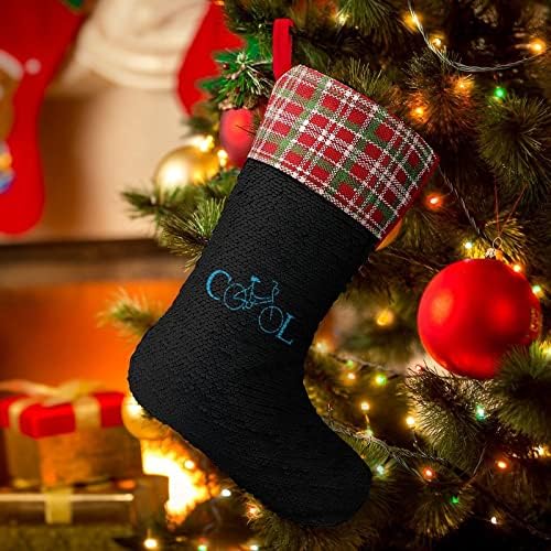 Кул велосипедски секвенци за Божиќни празници Реверзибилни бои што се менуваат магичен фонд за Божиќно дрво камин висечки чорапи