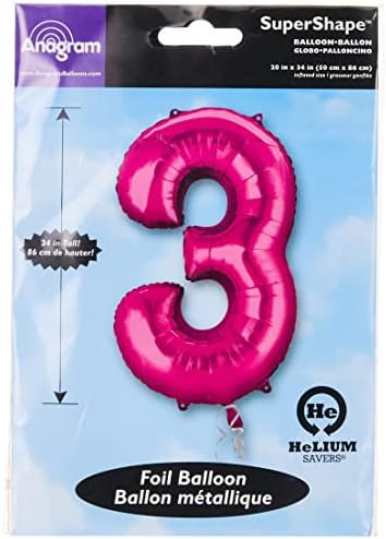 Анаграм Балони Фолија Балон Број 3-Розова, 34, Розова