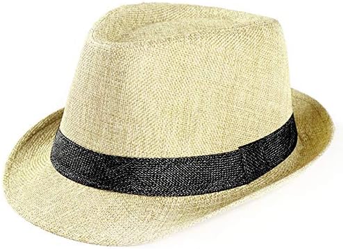 Гангстерска капа плажа сонце федора панама слама, џез -капа Трилби капачиња капа, цврста боја капа мажи жени жени за заштита од сонце,