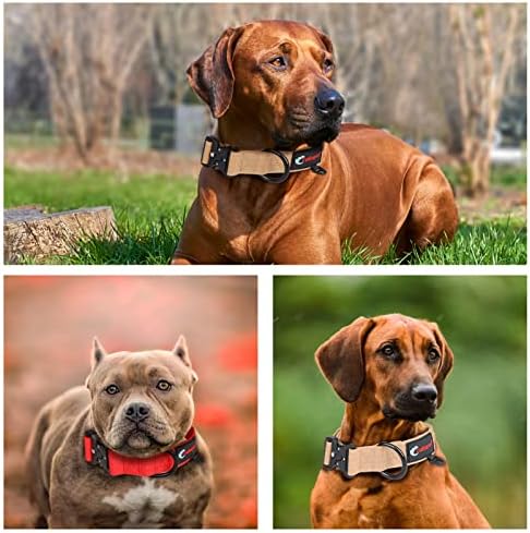 Cakapet Premium Dog Coock, тешка метална тока, двојно најлонска лента, прилагодлива јака, воена јака за кучиња
