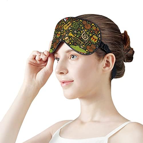Мексико музички инструменти печатени маска за спиење за очи меко слепило капаче со прилагодлива лента ноќно патување со очила за мажи за