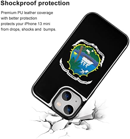 Грб На Либерија Флип Телефон Случај Компатибилен со iPhone 13 Мини Со Картичка Слот Телефон Покритие