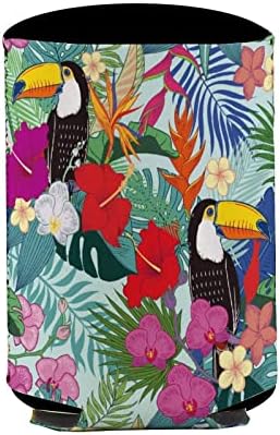 Тропски Папагалски Птици Со Цвеќиња Од Џунгла Еднократно Ракави За Чаши Ладно Кафе Изолиран Држач За Чаши Со Симпатична Шема