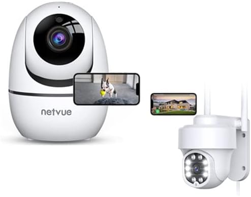 Камера за внатрешна мрежа на NetVue+безбедносна камера на отворено- 1080p PAN-TILT 360 ° Supvelance Digital Security Camera, 2,4G