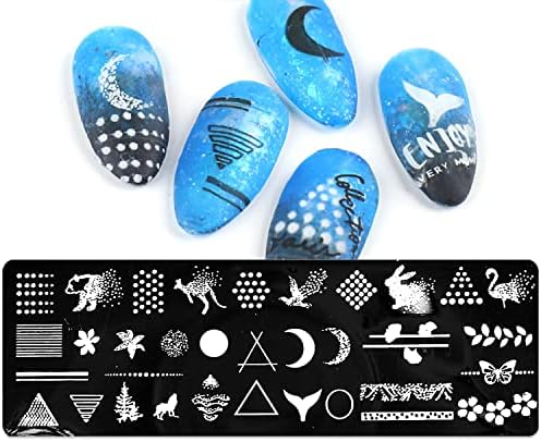 Silpecwee 8 парчиња плоча за печат на ноктите геометрија за нокти за нокти Boho Butterfly Nail Design Stencils Nail Art Sefter Nail Art