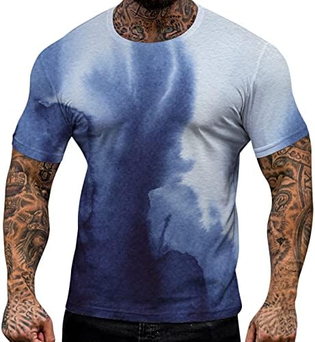 XXBR маици за мажи, кратки ракави вратоврска боја печати улица Новина гроздобер градиент екипаж вратот ретро спортска маица