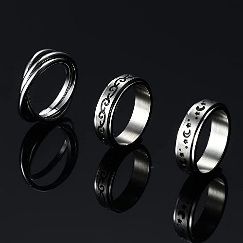 Thunaraz 4pcs fidget прстени за жени мажи анксиозни прстени 2мм/4мм вртења од не'рѓосувачки челик прстени за предмети за олеснување