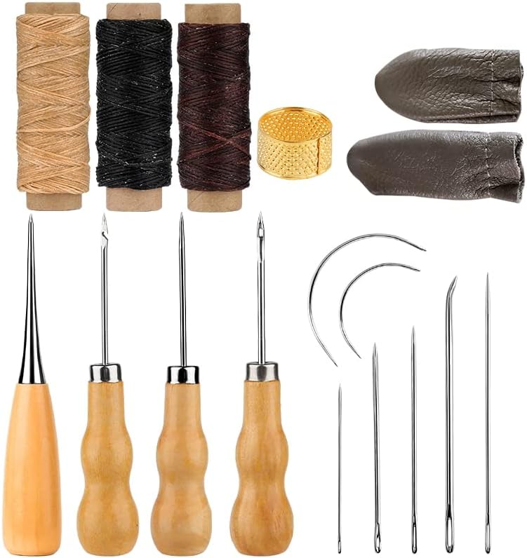 LMDZ Професионална кожна занаетчиска алатка комплет за шиење на рака за шиење на шевовите за занаетчиски занаетчиски занаети