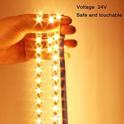 Yunbo 24V LED лента светло топло бело 3000-3500K, 16,4ft/5m 300 единици Cuttable SMD 5050 Не-вода што не е водоотпорна флексибилна