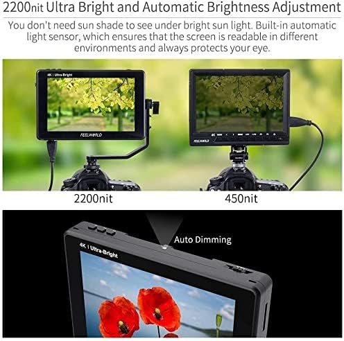 FeelWorld LUT7S 7 инчи 2200nits 3D LUT Ecraum на допир HDMI 3G-SDI 4K HDMI влез/излез Full HD 1920X1200 IPS DSLR Монитор на полето за камера