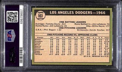 503 Лос Анџелес Доџерс ТЦ - 1967 Топс Бејзбол Картички Оценето ПСА 6 - Бејзбол Плочи Автограмирани Гроздобер Картички