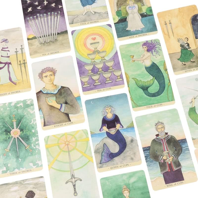 Доживејте лекување и нежно патување со тарот со Мара Лун Тарот - рачно насликана акварелна палуба со 79 уникатни картички, Големина на џебовите: