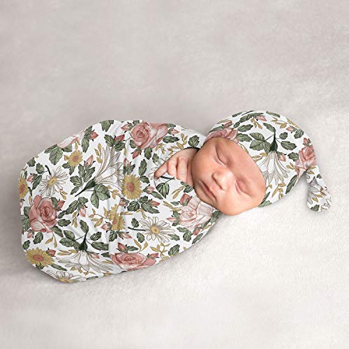 Слатка Jојо дизајнира гроздобер цветно бохо бебе девојче кожурец и бени капа 2 парчиња сет Jerseyерси истегнат плетена вреќа за спиење за